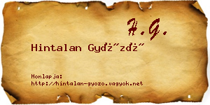 Hintalan Győző névjegykártya